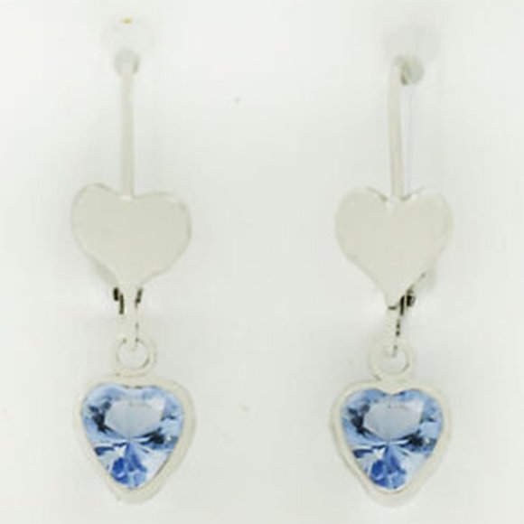 Tanzanite 2.18 Cts Heart Dangling Earrings 14k White Gold